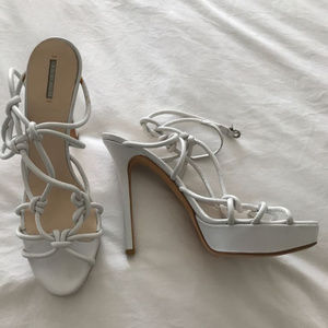 Giorgio Armani white caged heel sandals